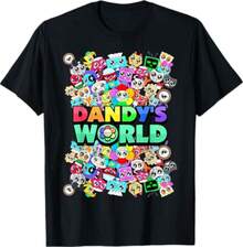 Dandy'S World Costume For Kids And Adults Cute Funny T-Shirt Casual Cotton T-Shirt Crew-Neck Top Micro-Stretch Knitted Fabric Regular Fit - 如圖所示 - 查看 1