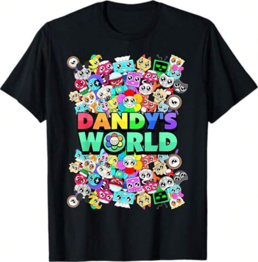 Dandy'S World Costume For Kids And Adults Cute Funny T-Shirt Casual Cotton T-Shirt Crew-Neck Top Micro-Stretch Knitted Fabric Regular Fit - 如圖所示 - 查看 1