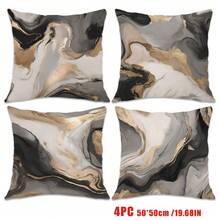 MEMNUN 4 piezas Funda de cojín con estampado de mármol gris y negro agrietado (sin relleno de cojín), tela de terciopelo melocotón con impresión de un solo lado, 17.7*17.7in(45*45cm)/19.69*19.69in(50*50cm)/15.75*15.75in(40*40cm) Funda de almohada, adecuada para sofá, cama, dormitorio, oficina, hotel, decoración, todas las estaciones, regalo - Multicolor - Ver 14