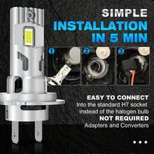 S&D H7 LED Bulb 20000 Lumens H7 LED Headlight Canbus Error-Free Auto Turbo Boost Lamp Fog Light Plug And Play Headlight 6000K 12V 24V - H7 - View 5