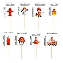 Decoraciones de pastel de cumpleaños de bombero, decoración de pastel de camión de bomberos y bombero, decoración de fiesta de cumpleaños con temática de bomberos, adorno para pastel - Multicolor - Ver 16