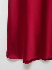 HH 女士丝质吊带领连衣裙露肩露背拼接长裙女士派对性感连衣裙 - 紅色 - 查看 9