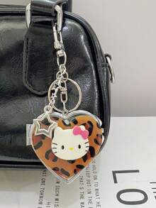 SANRIO 1 chiếc móc khóa hình trái tim có gương soi hình mèo KT hoạt hình dễ thương và thời trang, phụ kiện túi xách độc đáo, phụ kiện cao cấp. - Nhiều màu - Xem 3