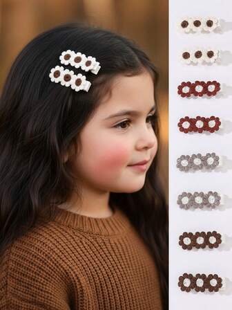 2 Stücke/8 Stücke handgemachte Mädchen Geflecht Gänseblümchen Haarspangen Set, geeignet für tägliche Dekoration