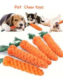 1pc/2pcs/3pcs Carrot Shaped Dog Chew Toys, Suitable For Small And Large Dogs - Orange - View 1
