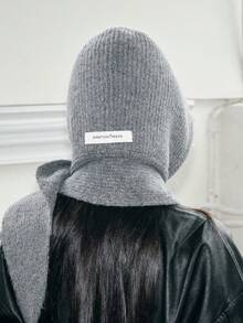 1pc Women's Knitted Hooded Scarf, Large Shawl Balaclava Hat, Knitted Scarf Cowl Neck Warmer, Suitable For Daily Wear In Winter Cold Weather Outfit Women - Multicolor - View 3