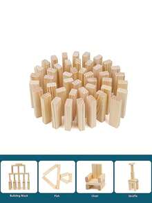 54pcs Stacking Blocks Game - Balancing Tower Party Game, Domino Wooden Blocks, Classic Wooden Building Blocks, Collapsible Tower Blocks, Ideal For Multiplayer Party And Gathering Games, Exciting Game Night