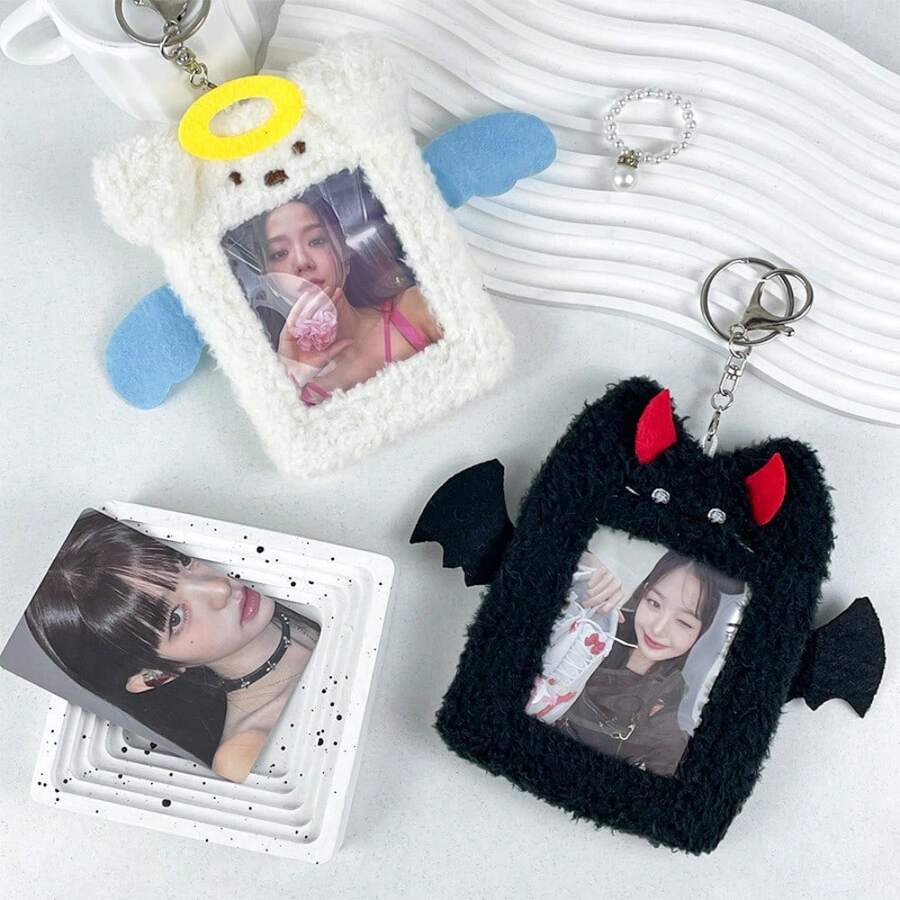 1pcs  Angels, Devils, Puppies And Kittens, Furry Card Holder Pendant. Transparent Card Holder. Can Store Star Chasing Cards And Photos Of Idols.  Card Holder. Multifunctional Portable Pendant. - 彩色 - 查看 1