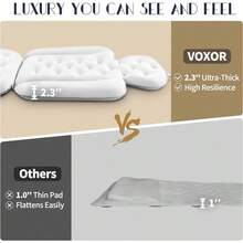 Almohada de baño de cuerpo completo para tina cojín grueso para tina con bolsa de lavandería almohada de lujo para tina para reposacabezas cuello y espalda blanca 51 x 16 pulgadas - Blanco - Ver 5