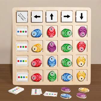 Juguetes Montessori de madera para niños, juego de mesa educativo para el desarrollo del pensamiento lógico, la percepción del color y la orientación