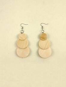 1 Paar 3-teilige runde Holz-Quasten-Hängeohrringe für Frauen