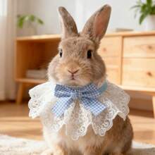 1件心形/格子蝴蝶结蕾丝兔子猫咪可爱领结宠物围巾，情人节宠物项圈，适合兔子/猫咪等小型宠物，四季皆宜 - 彩色 - 查看 6