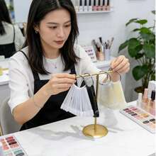 1/50件套无味指甲油调色盘套装，含展示架、透明美甲展示棒（带金属环）、可拆卸亚克力练习指甲贴片、色卡，适用于美甲沙龙和家庭使用，金色金属展示架 - 彩色 - 查看 8