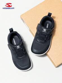 HOBIBEAR Kids Sports Shoes, Boys & Girls Hook And Loop Wide Fit Shoes, Comfortable Dirt-Resistant Flat Shoes, Simple Rubber Sole Anti-Slip Wear-Resistant Children Shoes, Mesh Breathable Casual Shoes, Navy Blue, Suitable For Spring, Summer, Autumn
