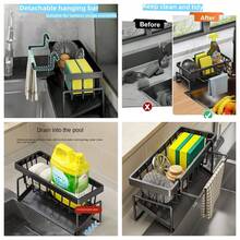 3-Tier Over Sink Dish Drying Rack With Cabinet Door, Multifunctional Kitchen Sink Storage Organizer Rack, Countertop Drainer Holder For Bowls, Cups, Dishes And Utensils - Multicolor - View 11