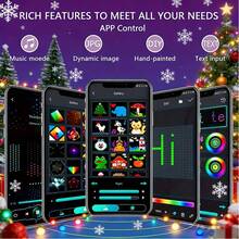 Smart Curtain Light String, 118*118-Inch Intelligent Curtain Lights, Featuring 400 LED Bulbs. Programmable Animations And Text Effects, 1600 Adjustable Colours, Music Synchronisation Function, Timer Settings, App And Remote Control Operation, IP44 Waterproof Rating. An Ideal Choice For Christmas Decorations, Party Setups, And Creating Romantic Atmospheres, Also Making It The Perfect Gift Selection. - 118in/3m - View 2