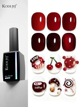  KODI JYJ 新年圣诞红色系列凝胶指甲油套装，12ml 半永久 UV 指甲油套装，6 色优雅混合美甲凝胶