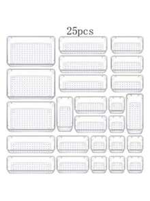 4件/8件/13件/25件套透明宠物桌面收纳盒，带多功能抽屉——非常适合收纳化妆品、厨房用具和日常用品。适用于秋季装饰、节日庆典和优雅的卧室装饰，为您的生活空间增添创意。 - 無色 - 查看 2