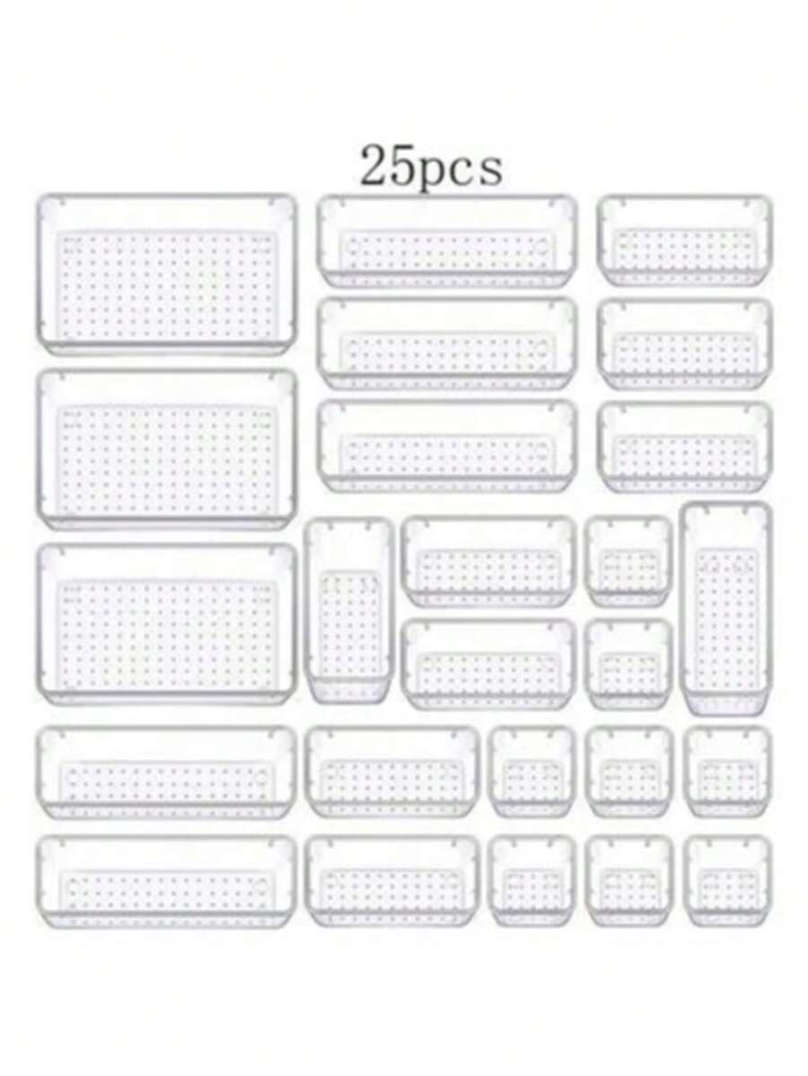 4件/8件/13件/25件套透明宠物桌面收纳盒，带多功能抽屉——非常适合收纳化妆品、厨房用具和日常用品。适用于秋季装饰、节日庆典和优雅的卧室装饰，为您的生活空间增添创意。