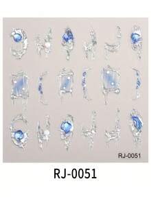 1 Sheet 5D Relief Nail Sticker, Modern Luxury Style, Same Style But Different Colors, Metal Silvery Craftsmanship, Colored Gemstones, DIY Self-Adhesive Sticker For Nail Decoration, Suitable For Women And In Nail Art Decoration, Nail Embellishment - Nhiều màu - Xem 7
