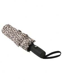 Compact Folding Umbrella, 8 Ribs, Fashionable Leopard Print Design, Durable Iron Frame And Silicone Handle, Fully Automatic Umbrella For Sunny And Rainy Days - Multicolor - View 10