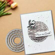 创意圆形金属切割模具，DIY剪贴簿相册和压花模板，贺卡制作工具，卡片纸切割工艺品，礼品卡制作模板模切 - 銀色 - 查看 2