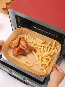 200pcs Air Fryer Parchment Paper, Rectangular Non-Stick Frying Paper, Disposable Oil Paper, Air Fryer Accessories, Available In 200/100/50/1 Sheets - Multicolor Long - View 5