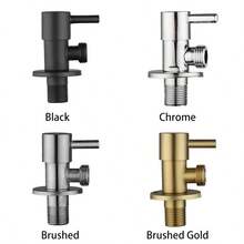 1pc Bathroom Single Cold Water Angle Valve, 304 Stainless Steel Thickened Anti-Explosion Shut-Off Valve, Gold/Black Electroplated Color Toilet Angle Valve
