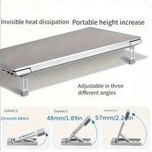 Ultra-Thin Mini Laptop Stand, Portable Invisible Adjustable Cooling Ventilated Foldable Lightweight - Multicolor - View 8