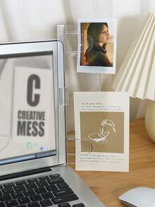 1pc Transparent Acrylic Clip-On Computer Monitor Memo Board, Multipurpose Memo Pad, Photo/Name Card/Document Holder Suitable For Student, Business, Office Desk