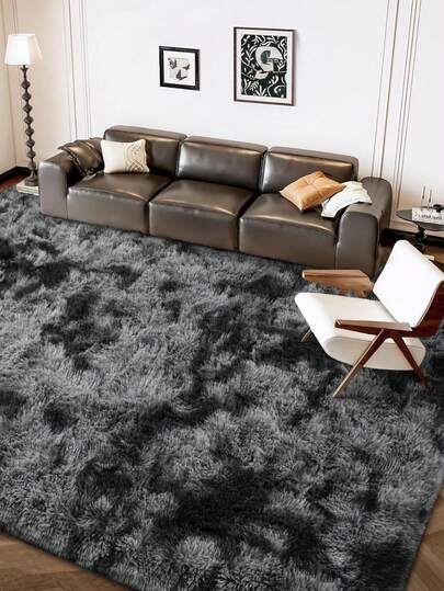 Tapete de área negro jaspeado, afelpado, de 1.5 x 2.1 m, mejorado, antideslizante, duradero, rectangular, cálido, de pelo alto, suave, decorativo,