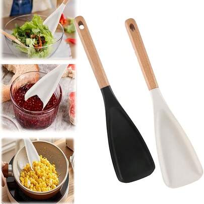 1 Multifunctional Wooden Handle Spoon - Durable For Both Cooking And Serving, Does Not Damage Non-Stick Pan Surfaces, A Great