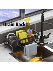 3-Tier Over Sink Dish Drying Rack With Cabinet Door, Multifunctional Kitchen Sink Storage Organizer Rack, Countertop Drainer Holder For Bowls, Cups, Dishes And Utensils - Multicolor - View 12