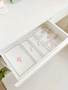 1pc/7pcs/11pcs/18pcs Transparent Storage Tray/Box Set, 7 Different Sizes, Multi-Purpose Storage Boxes For Storing Cosmetics, Small Tools, Tableware, Suitable For Vanity, Kitchen, Office Drawers, Bedroom, Etc.