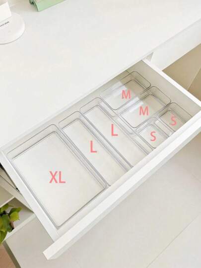 1 st/7 st/11 st/18 st transparenta förvaringsfack/askset, 7 olika storlekar, mångsidiga förvaringslådor för förvaring av kosmetika, små verktyg, porslin, lämplig för sminkbord, kök, kontorslådor, sovrum etc.