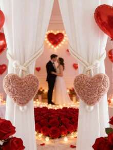 2个/1个 3D毛绒爱心仿珍珠窗帘绑带，房间装饰蚊帐绳收纳带，门帘咖啡帘遮阳绳绑带，客厅窗帘绑带，卧室窗帘绑带 - 彩色 - 查看 3