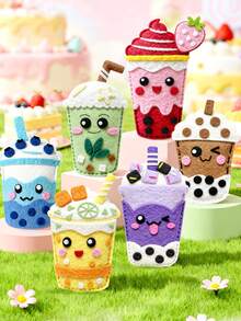 Bộ 6 món tự làm cốc trà sữa trân châu, mặt dây chuyền trang trí thủ công sáng tạo, quà tặng cho trẻ em, quà tặng lý tưởng cho bé gái, quà sinh nhật, quà tặng ngày lễ, phù hợp cho nhiều dịp như tiệc trẻ em. - Bộ dụng cụ tự làm trà sữa - Xem 6