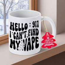 Funny 911 Vaping Humor Ceramic Mug - 11oz/350ml Coffee Cup With -Slip Base & Vaping-Themed Design, Hand Wash Only, Perfect Gift For Christmas, Birthdays, Teachers, Neighbors - Novelty Gift For Vapers - Red - View 1