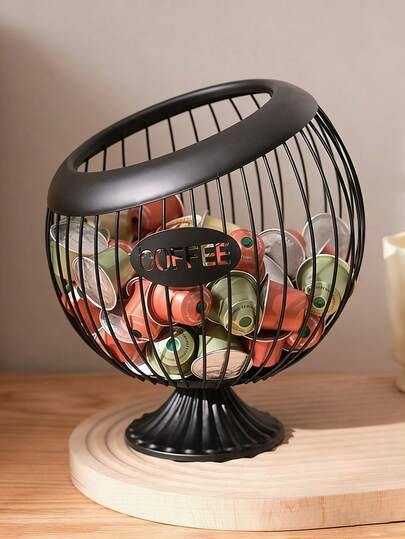 Large Capacity Coffee Pod Holder With Base Counter Organizer Modern Coffee Basket Decor For Kitchen Counter And Office Desktop Home Coffee Bar Essential Accessory