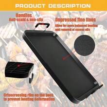 Plancha plana de aluminio antiadherente, resistente a la deformación, doble quemador para estufa de vidrio y gas, para desayunar y acampar en interiores o exteriores, tamaño 17 x 10.5 pulgadas(default) - Multicolor - Ver 8