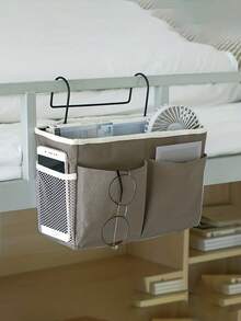 Multi-Functional Fabric Wall-Mounted Storage Rack - Fashionable Linen Dorm Storage Bag With Multiple Pockets For Bedside Cabinet, Cabinet And Student Essentials, Space-Saving Tidy Solution, Pencil Case, Student Bedside Storage Bag, Room Decor, Home Decor, Bedroom Decor, School Supplies, Campus Decor, Storage Organizer Bag - Multicolor - View 3