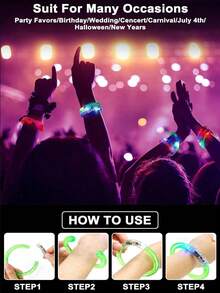 15个LED发光手环，生日派对礼物，夜光派对用品，课堂奖品，带彩色LED灯的闪光腕带装饰，可持续发光12小时以上。适用于酒吧、婚礼、派对、音乐会、生日礼物、圣诞礼物、家居圣诞装饰、圣诞礼物、男士独特礼物、情人节、复活节、新年、嘉年华派对用品。 - 圓手環 - 查看 5