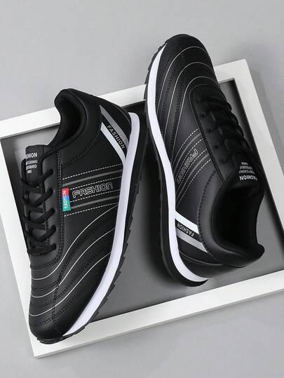 Men's Retro Flat Round Toe Lace-Up Letter Shoes, Breathable Plus Size Couple Shoes, Soft Non-Slip Soles, Suitable For All Seasons; Comfortable Training Flat Student Shoes, Wear-Resistant Anti-Skid Soles, Breathable Mesh Fabric And Suede