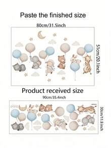 1 件可爱宠物气球墙贴，以可爱的卡通熊和兔子、大象和泰迪熊形状的气球为特色，表面光滑，适合儿童房、卧室、床头板和幼儿园装饰，由乙烯基材料制成，方便美观。 - 可愛小熊 - 查看 11