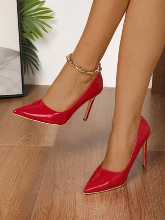 Women's Black Patent Leather Pointed Toe Kitten Heel Pumps, Elegant Formal Dress Shoes, Closed Toe Party High Heels