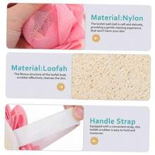 2 Piezas Esponjas de Baño Doble Cara Esponja Vegetal Exfoliante para Cuerpo Diseño Portátil para Ducha y Viaje Colores Beige y Rosa con Abundante y Banda de Sujeción Cómoda - Multi - Ver 4