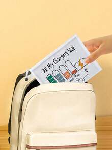 Bolsa organizadora multicolorida em tela com tema "Todos os meus carregadores", bolsa transparente com zíper para guardar cabos de carregamento, cosméticos, lanches e medicamentos. Bolsa portátil em tela para organização diária, viagens e para presentear entusiastas de tecnologia. Bolsa de armazenamento funcional em tela, ideal para organizar cabos, acessórios, lembrancinhas, presentes de aniversário, presentes de Natal e presentes de Páscoa. - Multicolorido - Ver 9