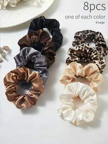 10/8/2pcs Shiny Satin Large Scrunchie, French Elegant Hair Ties Accessories Hair Accessories, For Women, Fall, Travel, Hair Tools, Accessories Women, Hair Stuff,Curly Hair,Scrunchies,Scrunchie,Scrunchies Hair,Curly Hair Accessories,Gifts,Travel,Gifts For Women,Hair Stuff,Stocking Stuffers,Stocking Stuffers ,Scrunchy - Multicolor - View 10