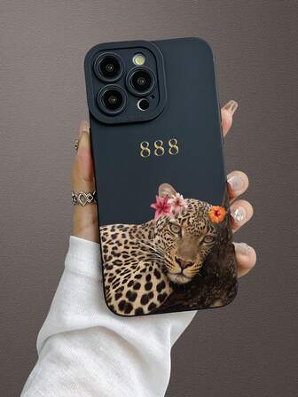 1ชิ้น เคสโทรศัพท์นิ่มลายเสือดาวมงคล พิมพ์ลาย 2D สร้างสรรค์ หรูหรามีสไตล์ ลายดอกไม้เสือดาว เหมาะสำหรับเป็นของขวัญให้ผู้สูงอายุ, เพื่อน, ครอบครัว, คู่รัก, วันเกิด, เทศกาล, เคสป้องกันสีดำด้าน เข้ากันได้กับ IPhone 17/16/15/14/13/12/11/Pro/ProMax/X/XR/XS/XSMAX/7/8/PLUS และรุ่นต่างๆ