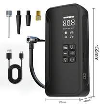 Excellent Portable Air Compressor Tire Inflator, 150PSI Cordless Electric Air Pump, Digital Pressure Gauge, Automatic Shut-Off Function, And LED Light, An Ideal Tool For Inflating Cars, Bicycles, And Motorcycles. It Is An Excellent Gift For Fathers, Boyfriends, And Men (Black) - 黑色 - 查看 2